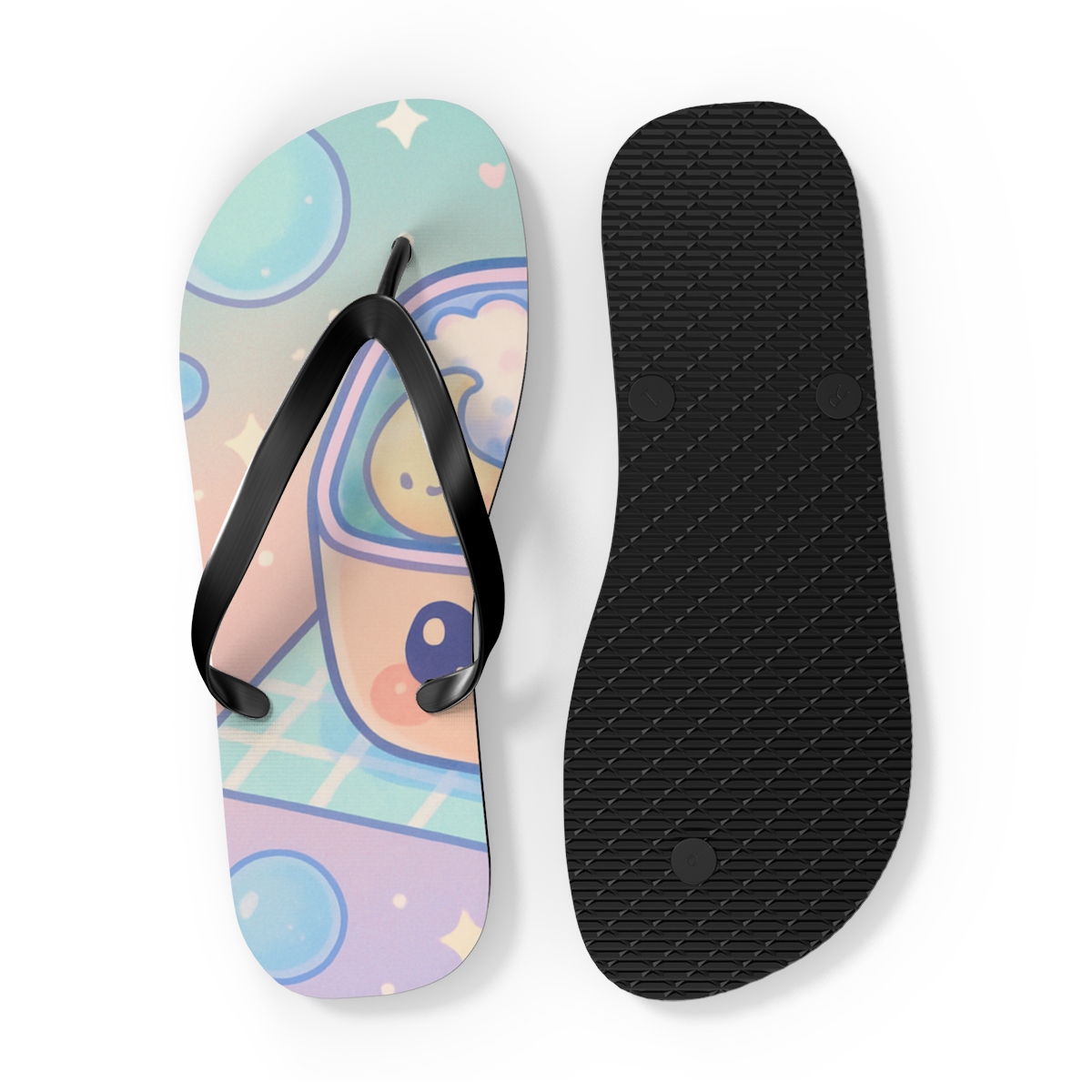Cosmic Bento Buddies unique graphic flip flops