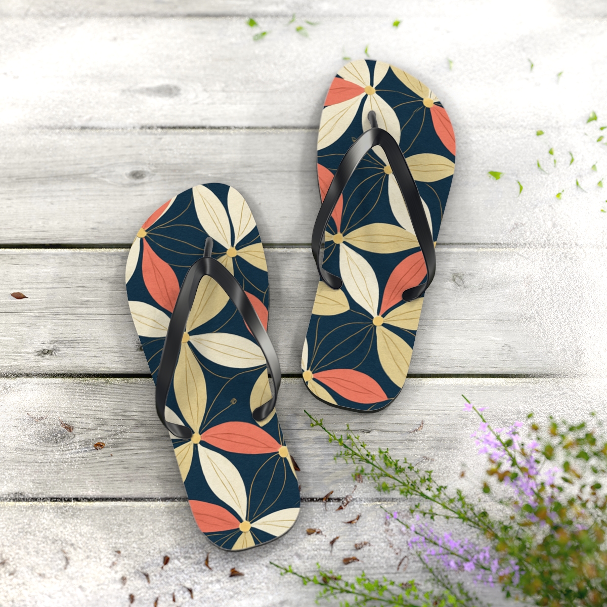 Orchid Loop Tessellation personalized beach flip flops