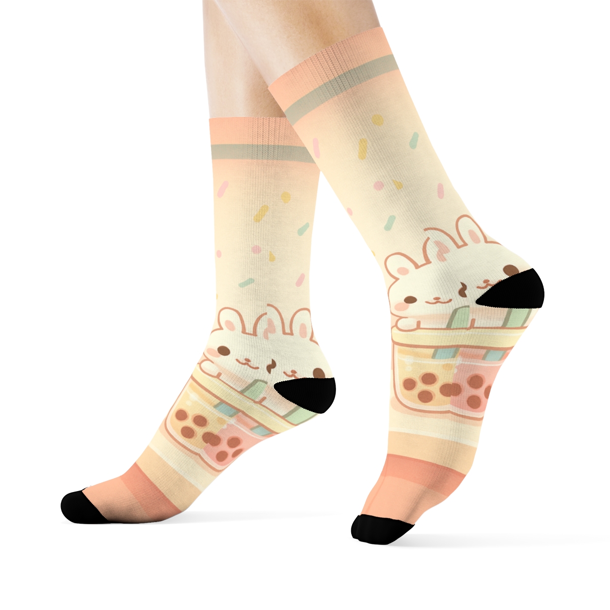 Bubble Tea Bunny Parade warm winter socks