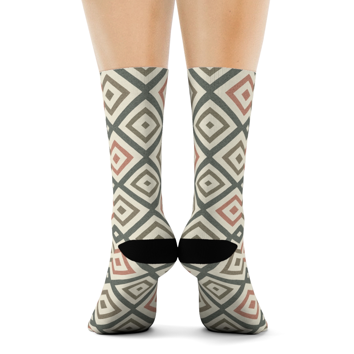 Nested Diamond Step Gradient Tiles stylish patterned socks