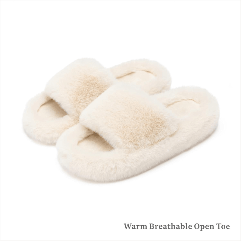 Faux Fur Slide Slippers &ndash; Cozy Comfort for Everyday Wear - Cloud Cushion Slides
