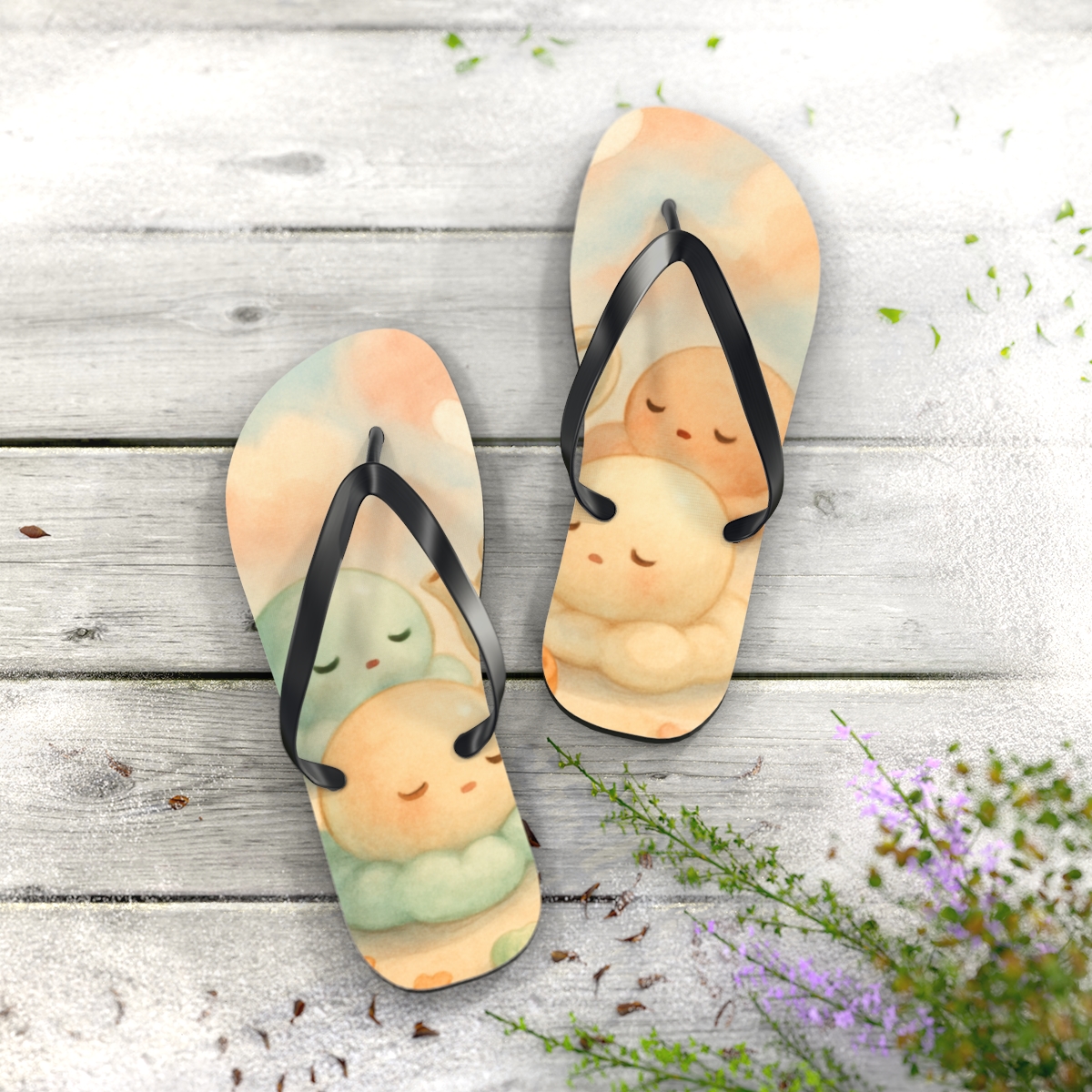 Mochi Cloud Tea Party soft sole flip flops