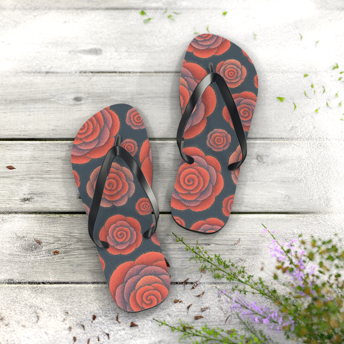 Ranunculus Pulse Rosette Array stylish summer flip flops