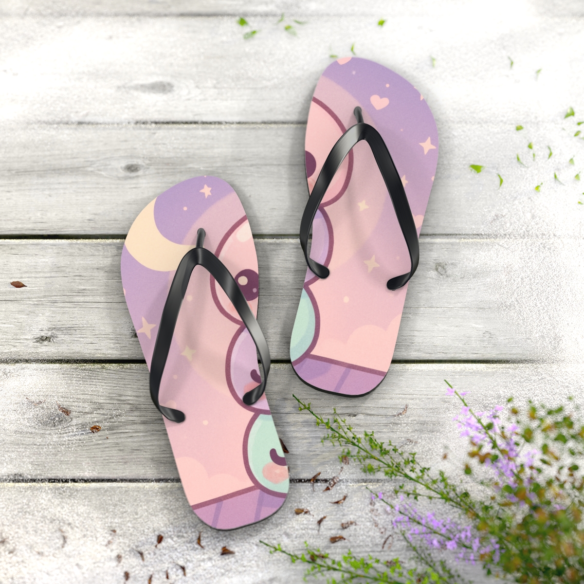 Mochi Moon Mates personalized beach flip flops