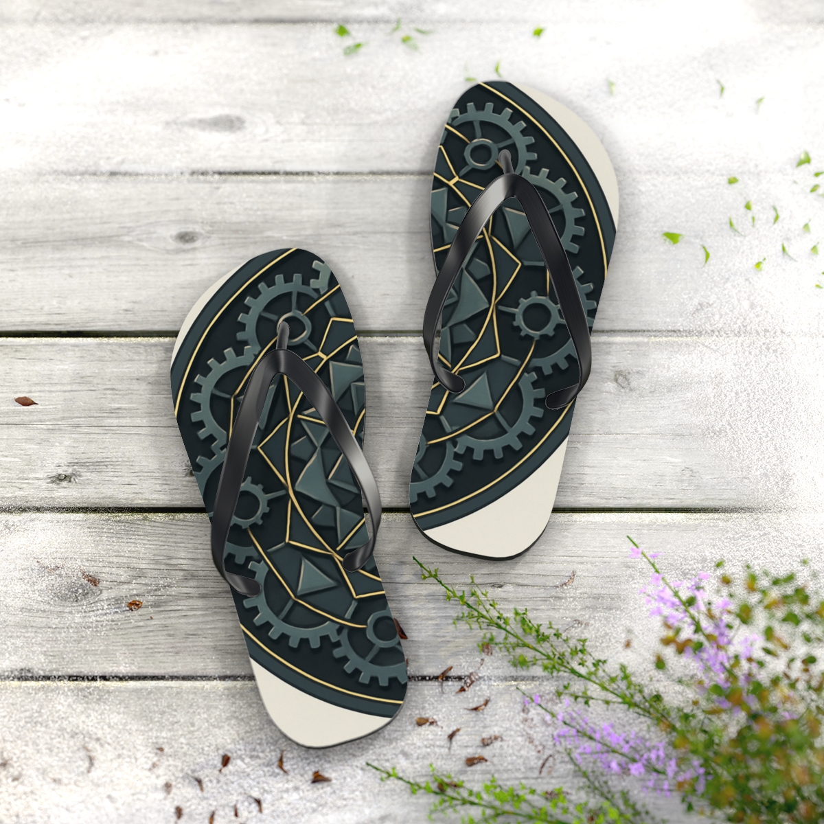 Clockwork Circle Mosaic stylish summer flip flops