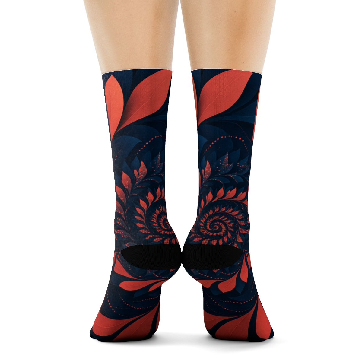 Fractal Bloom Spiral unique printed socks