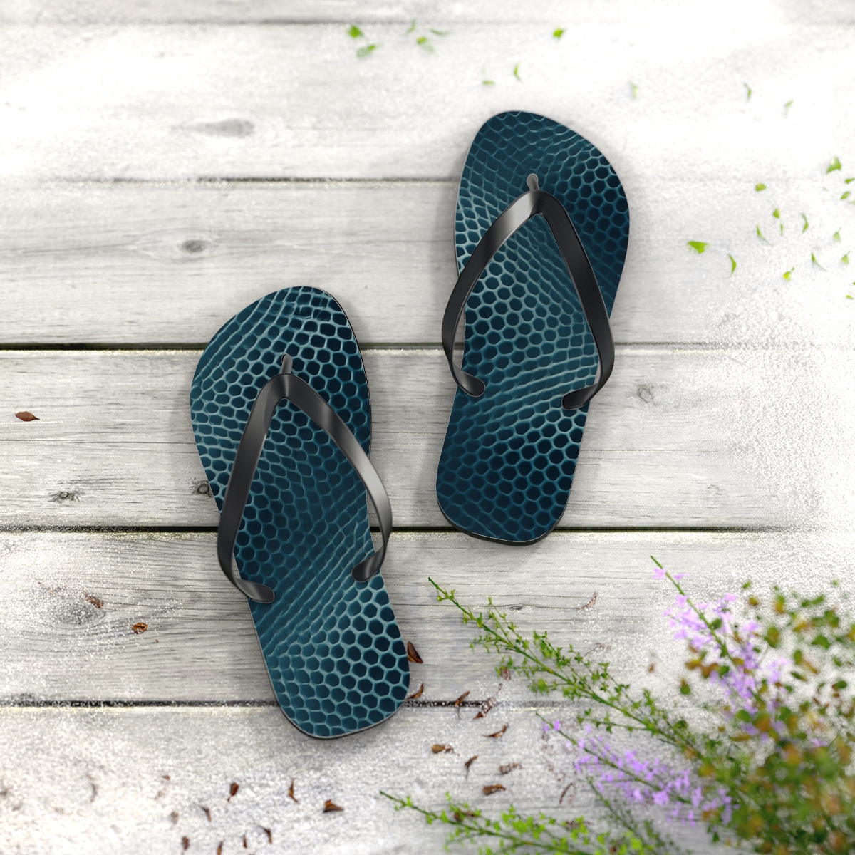 Ocean Wave Mosaic Flip Flops