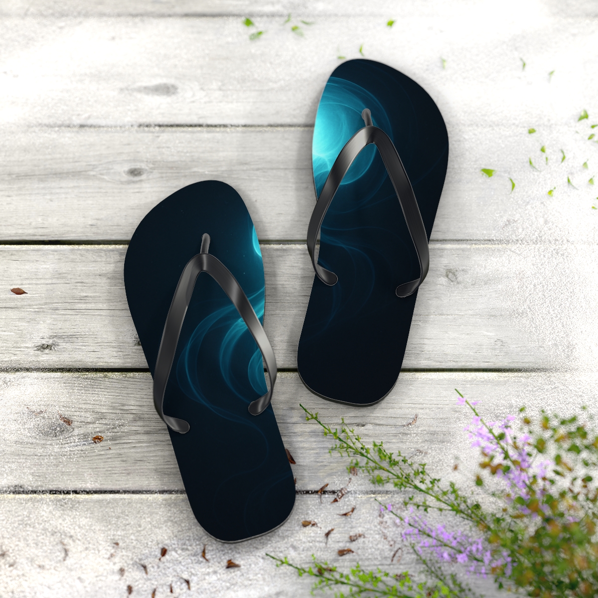 Luminescent Drift Of The Jellyfish trendy printed flip flops