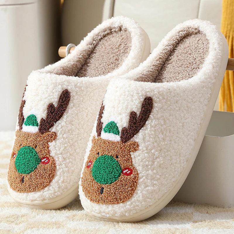 Reindeer Holiday Slippers – Cozy Festive Comfort for the Winter Season - Cloud Cushion Slides
