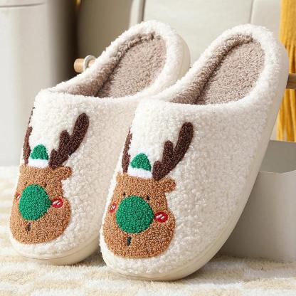 Reindeer Holiday Slippers – Cozy Festive Comfort for the Winter Season - Cloud Cushion Slides