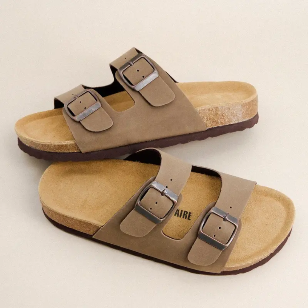 Dual Strap Cork Footbed Slides