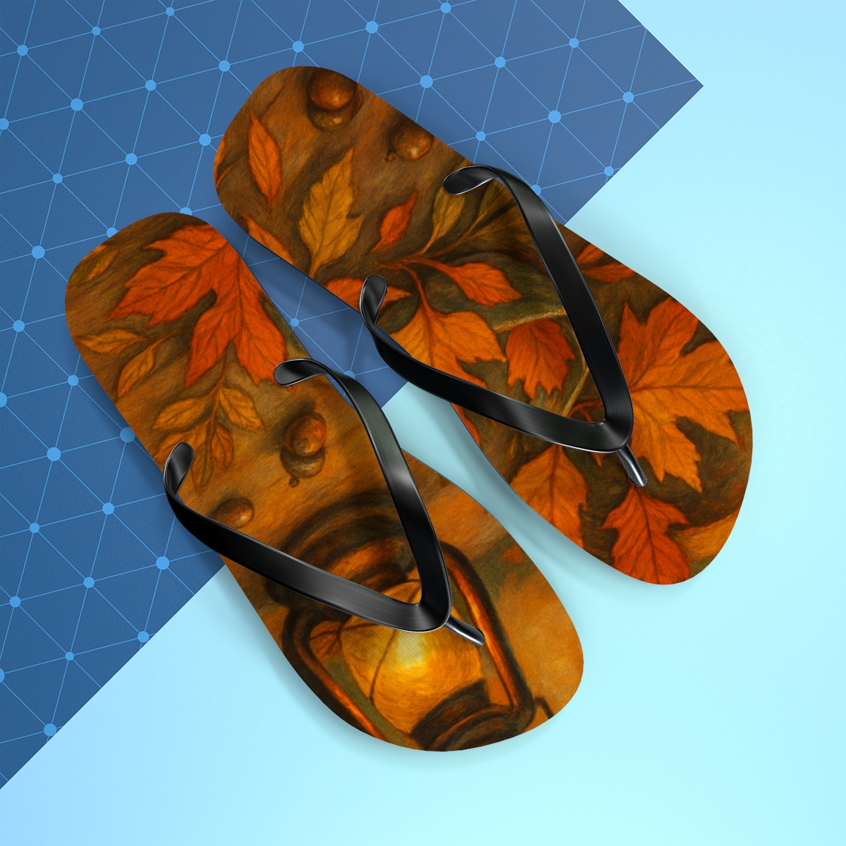 Autumn Harvest Ribbon designer logo flip flops