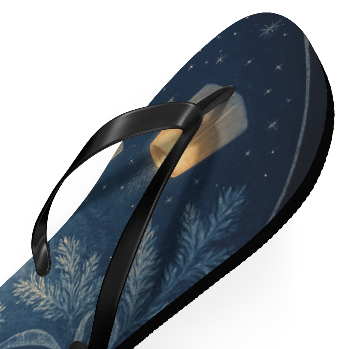 Frost Solstice Lantern Drift custom flip flops