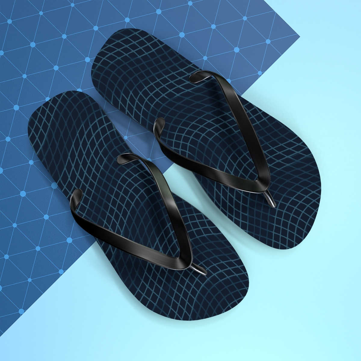 Moire Orbit Interference Weave designer logo flip flops