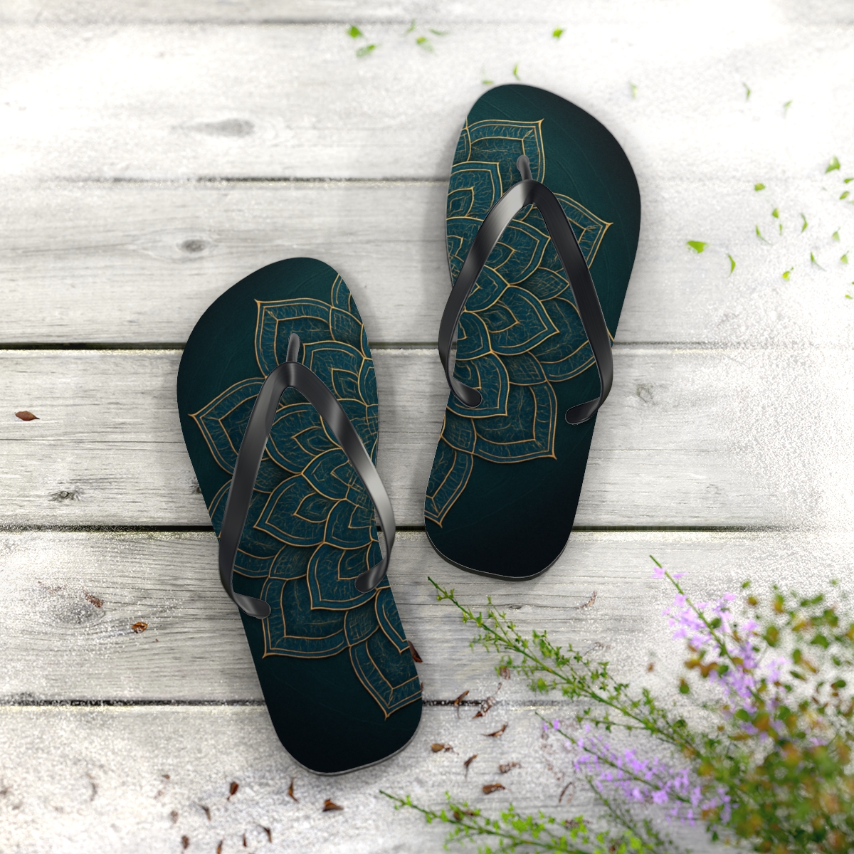 Orbital Petal Lattice personalized beach flip flops