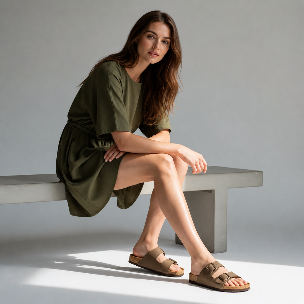 Dual Strap Cork Footbed Slides