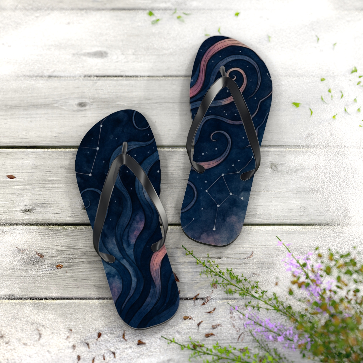 Octopus Ink Constellation Drift trendy printed flip flops