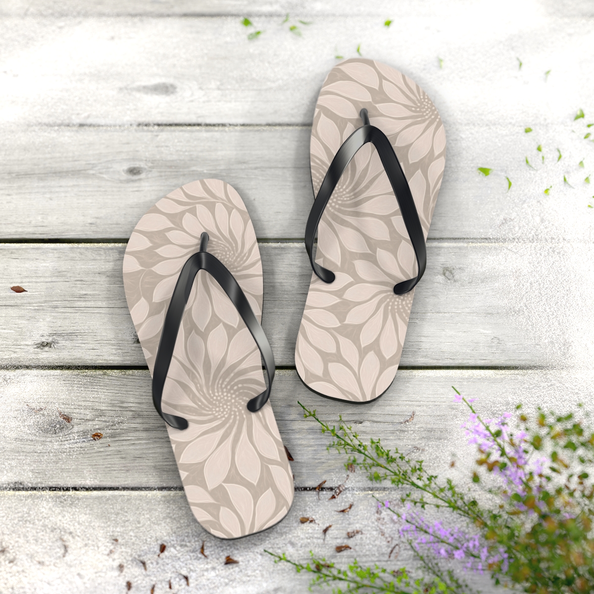 Lotus Trace Spiral Field unique graphic flip flops