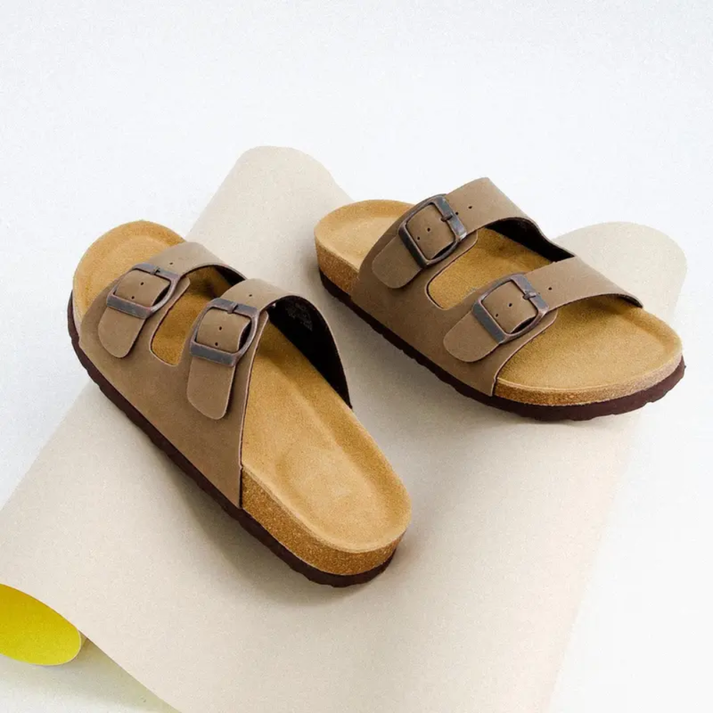 Dual Strap Cork Footbed Slides