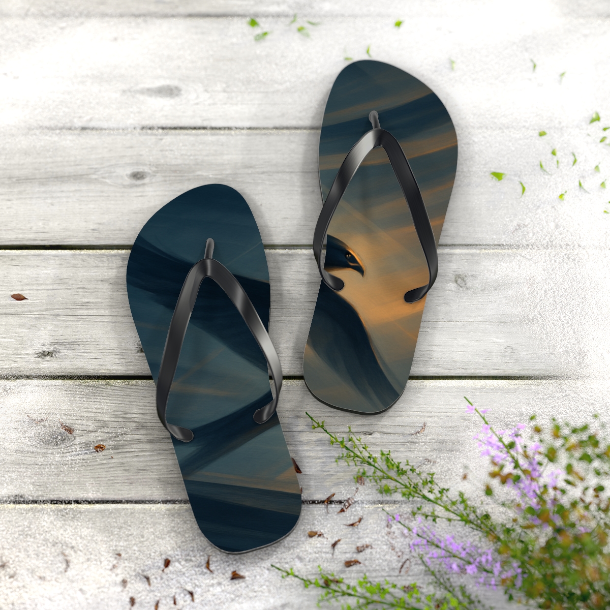 Hawksweep Thermal Pattern unique graphic flip flops