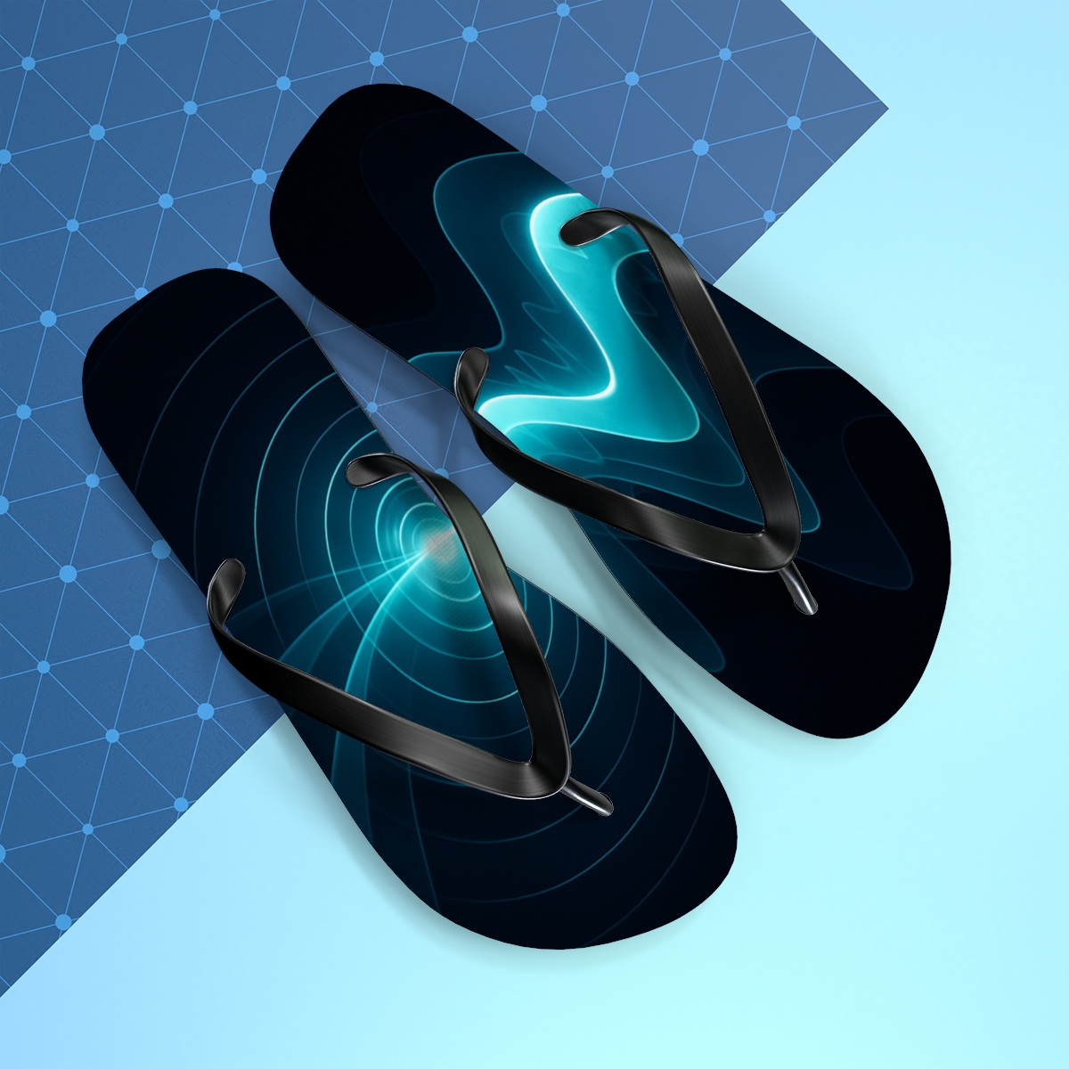 Orca Echolocation Pulse Ribbons personalized beach flip flops