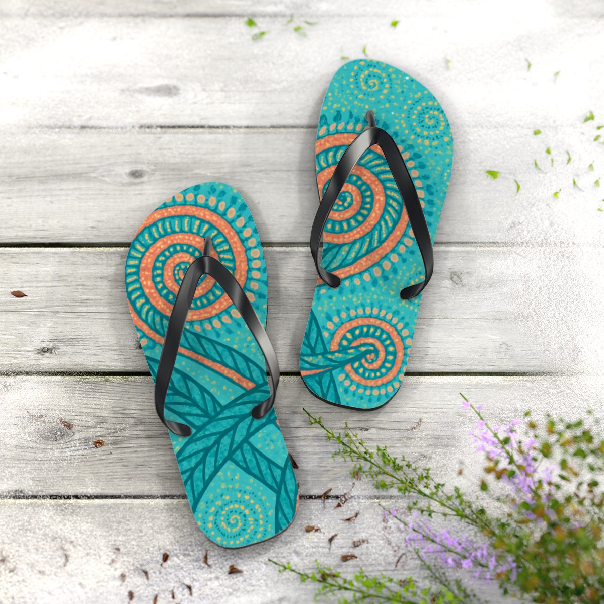 Spiral Cluster Matrix personalized beach flip flops