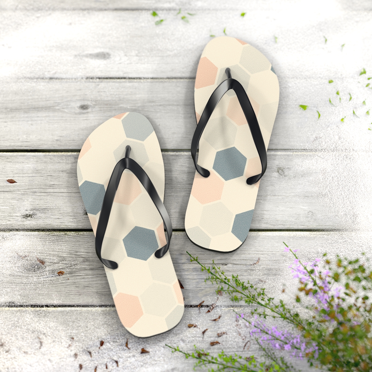Hex Tiling Drift With Microdot Grain designer logo flip flops