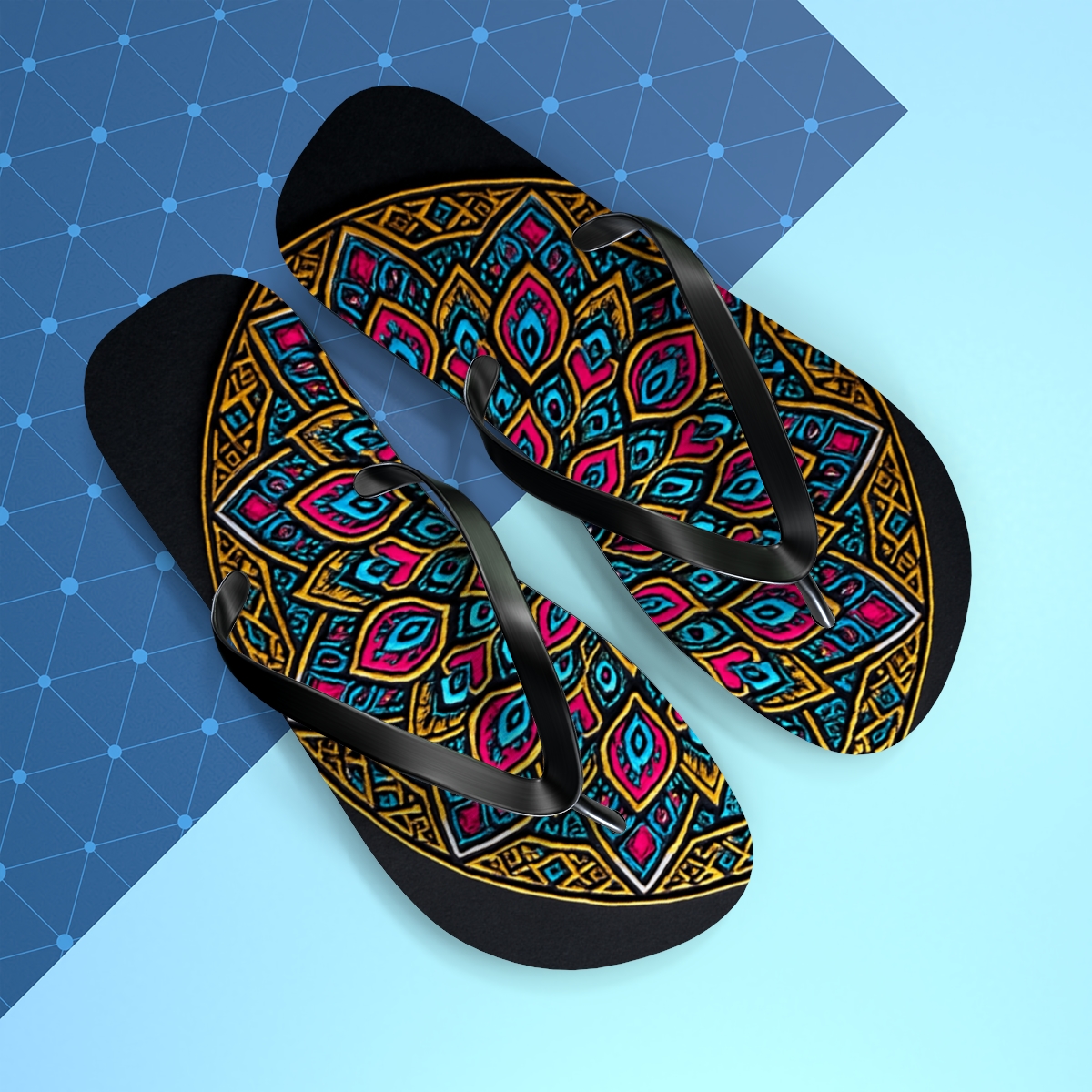 Chromatic Radial Filigree colorful rubber flip flops