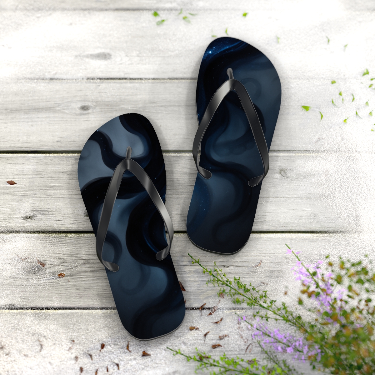 Cephalopod Ink Constellation personalized beach flip flops