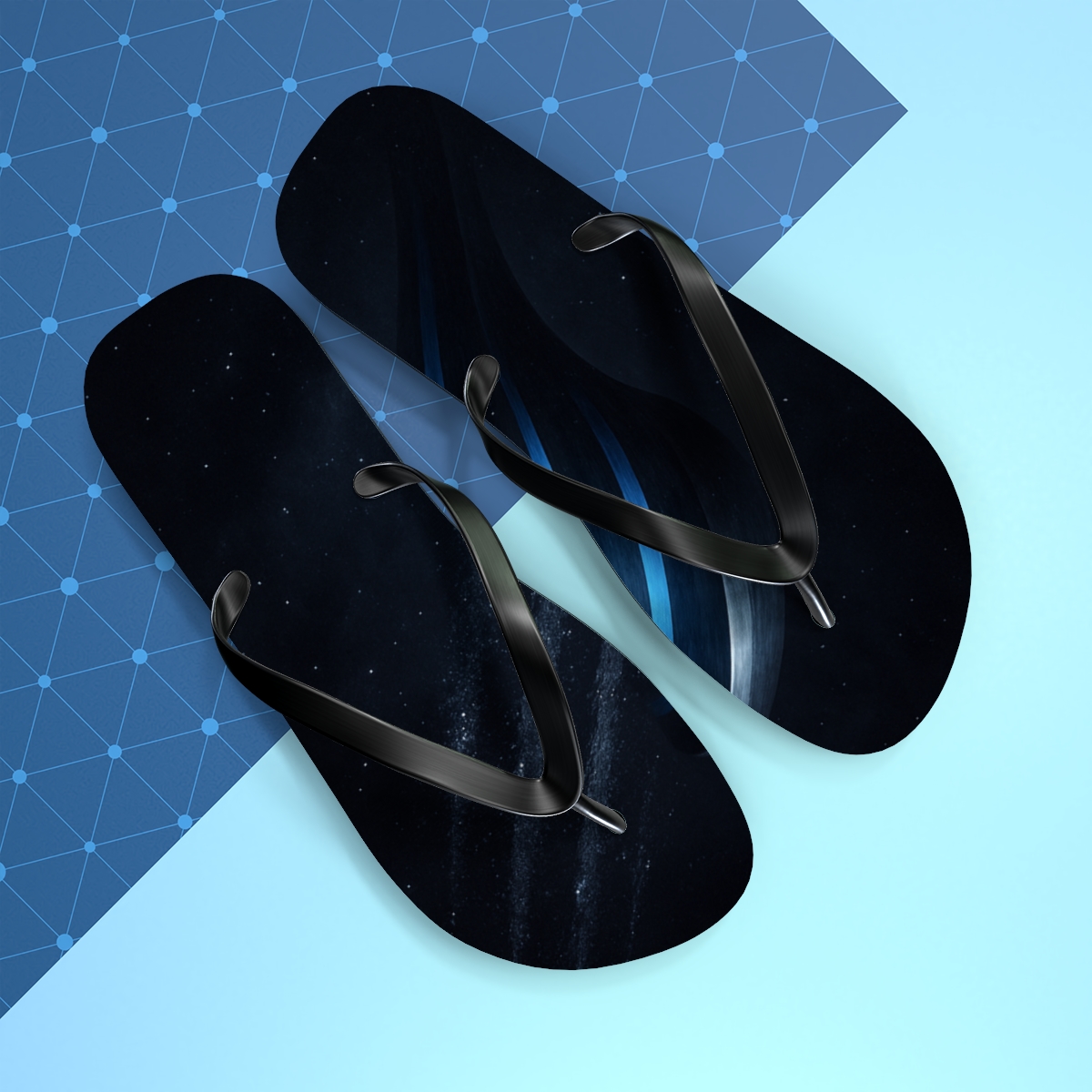 Starlit Stripes Of The Phantom Panther personalized beach flip flops