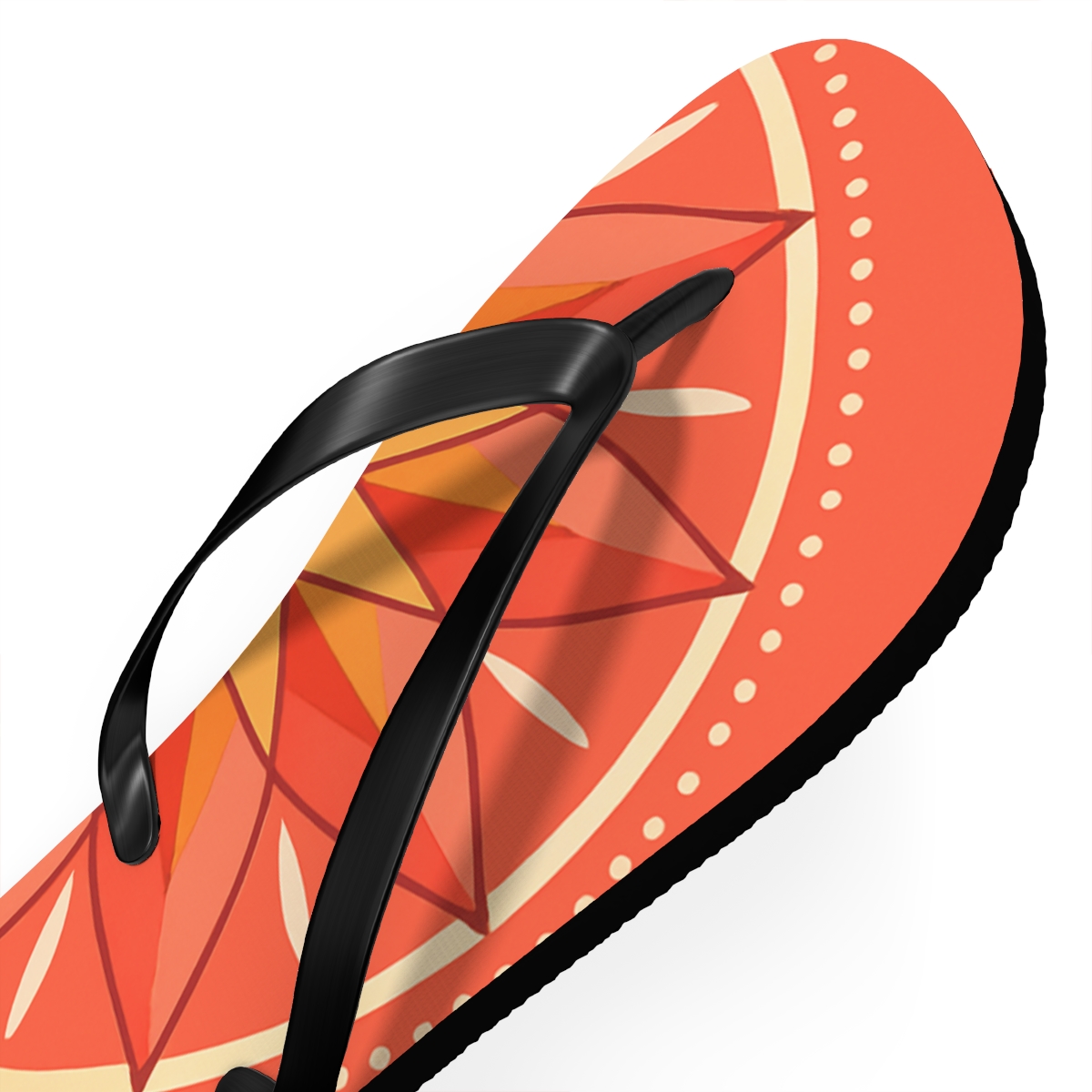 Coral Prism Sunwheel Medallion unique graphic flip flops