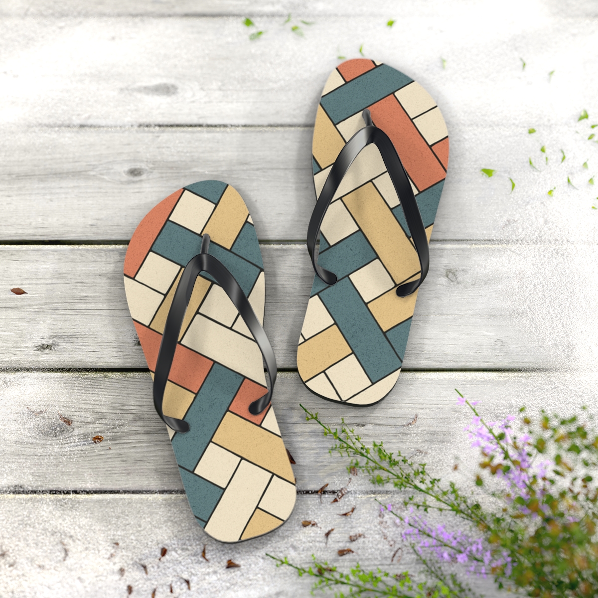 Prismatic Kite Weave Matrix trendy printed flip flops