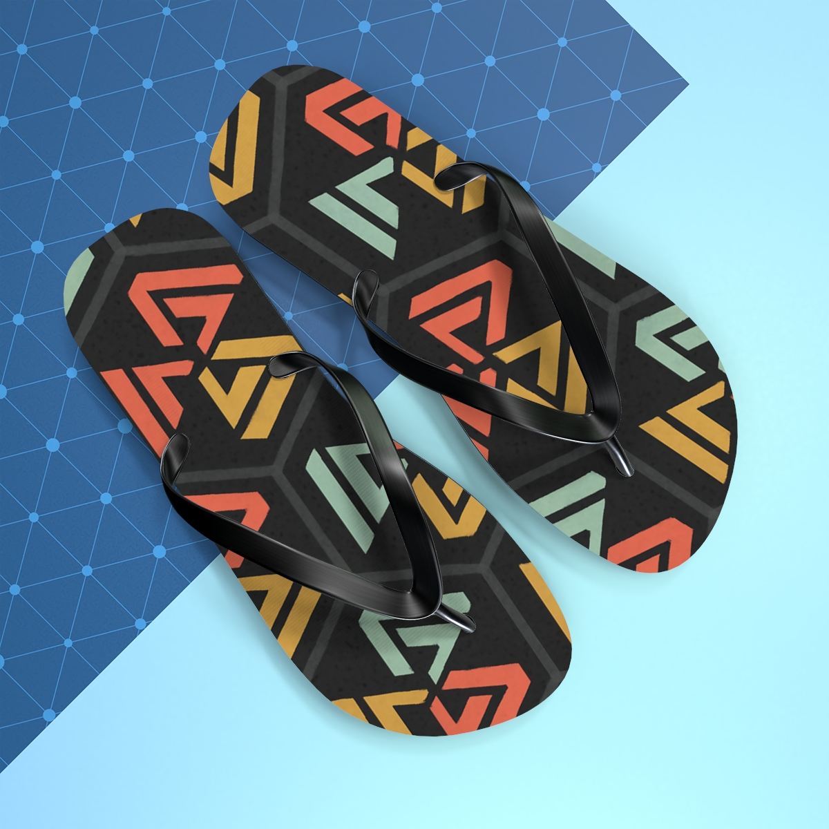 Hex Pinwheel Tessellation Drift comfortable casual flip flops