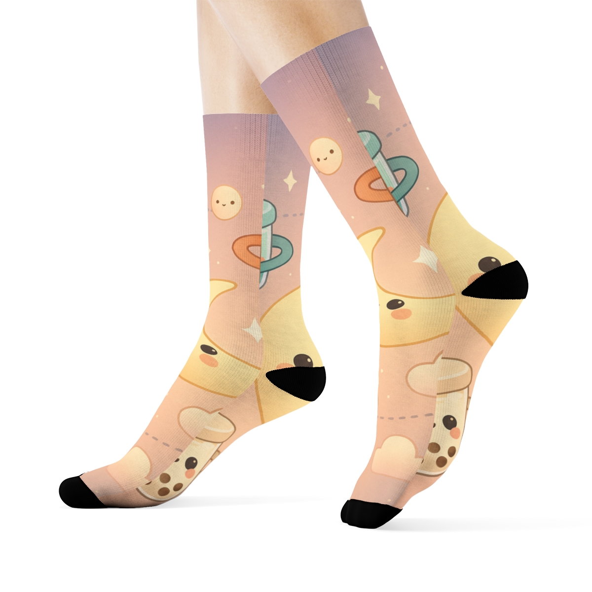 Moonlight Boba Planet Parade trendy colorful socks