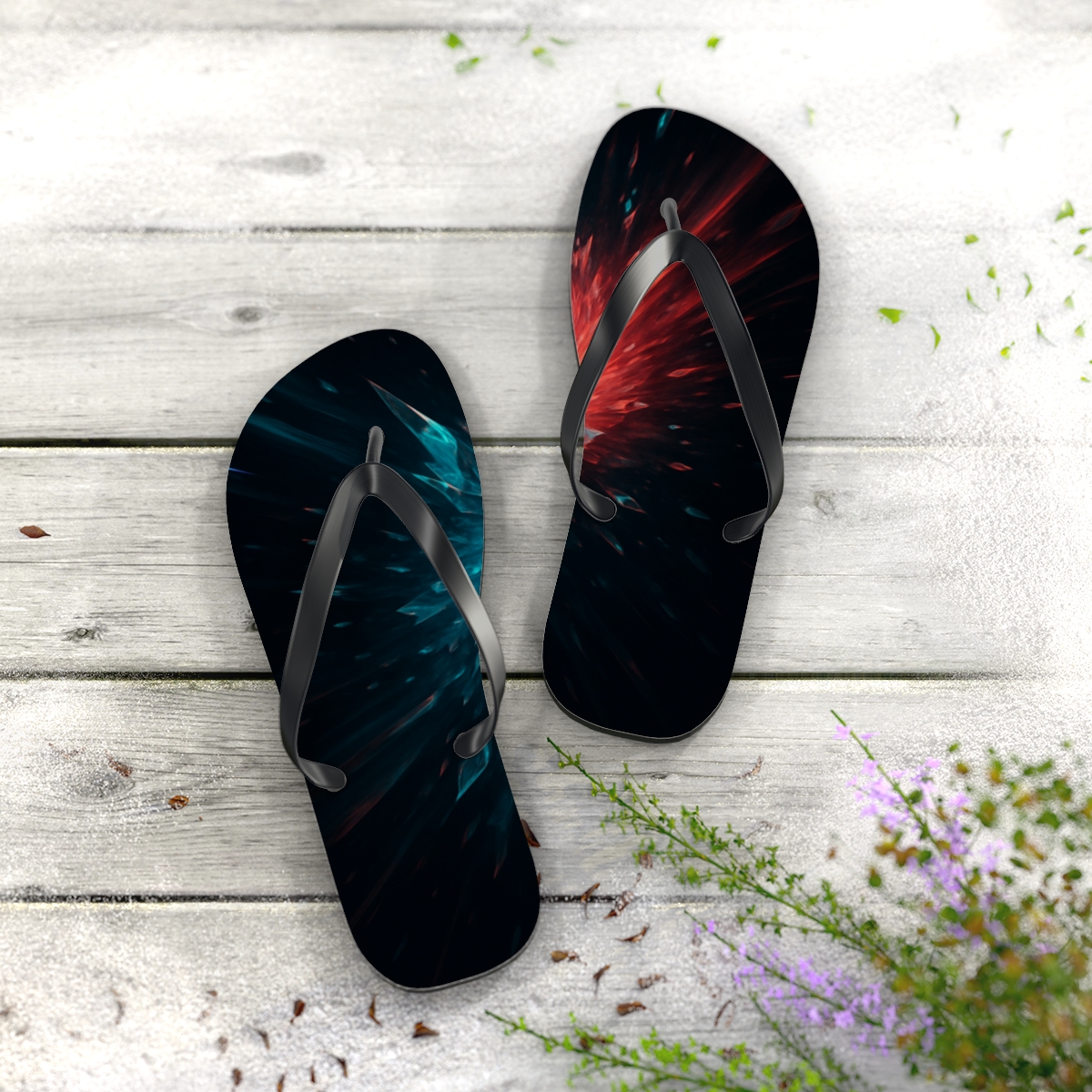 Prismatic Strike Of The Mantis Shrimp trendy printed flip flops