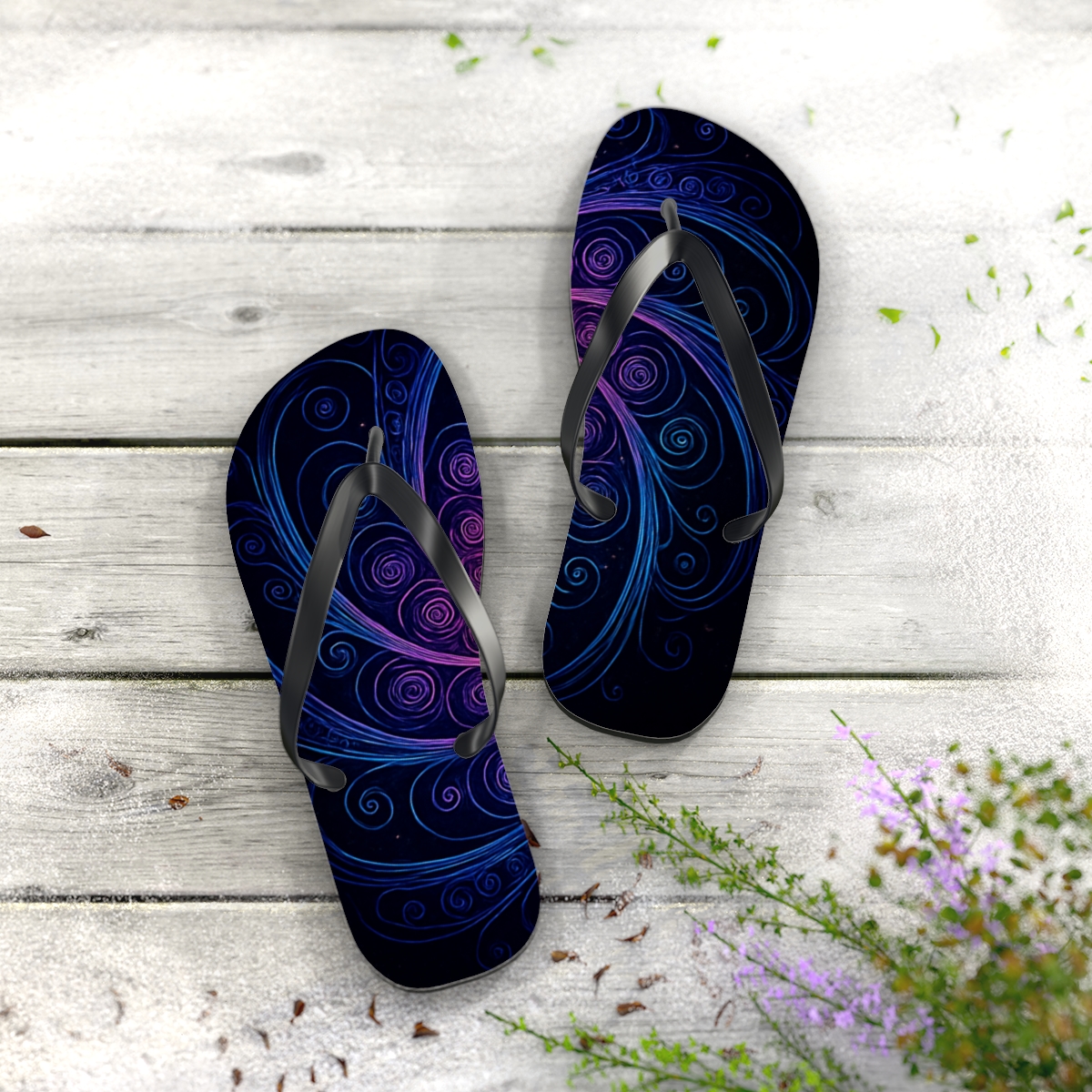Galactic Spiral Rosette stylish summer flip flops