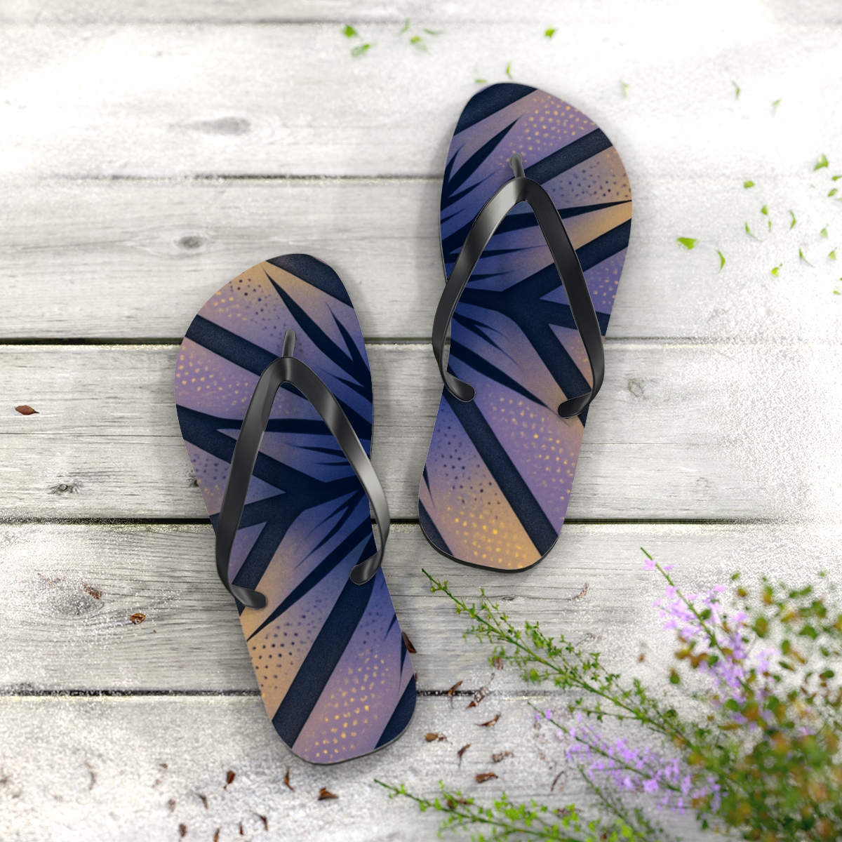 Nebula Vein Starburst Weave colorful rubber flip flops