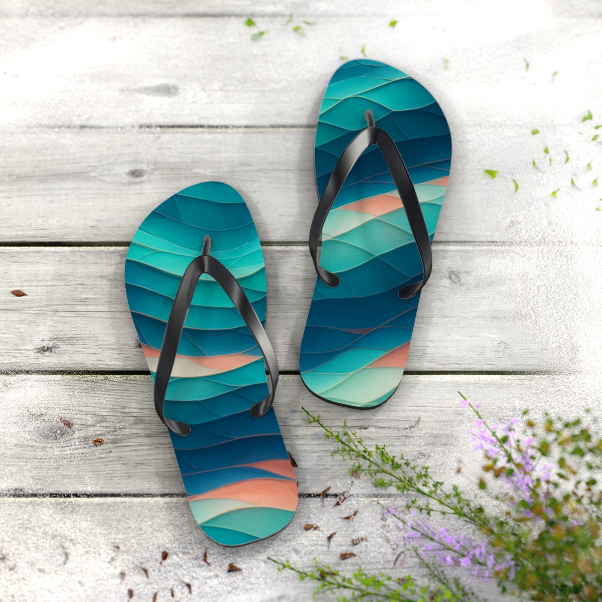 Cuttlefish Chromatic Code personalized beach flip flops