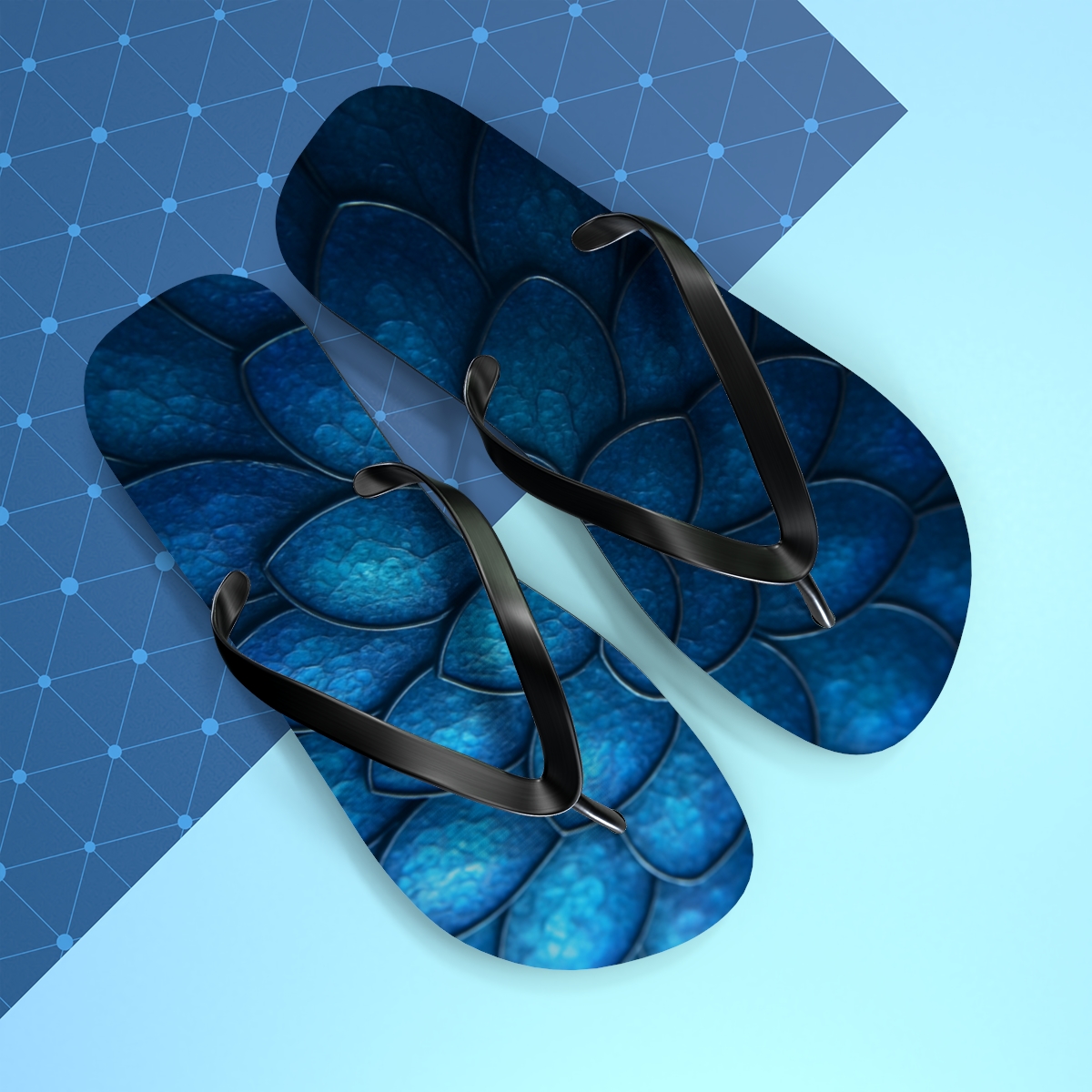 Iridescent Beetle Mosaic colorful rubber flip flops