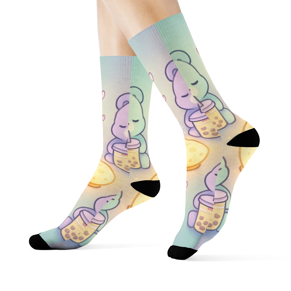 Bubble Tea Bear Sleepover stylish patterned socks