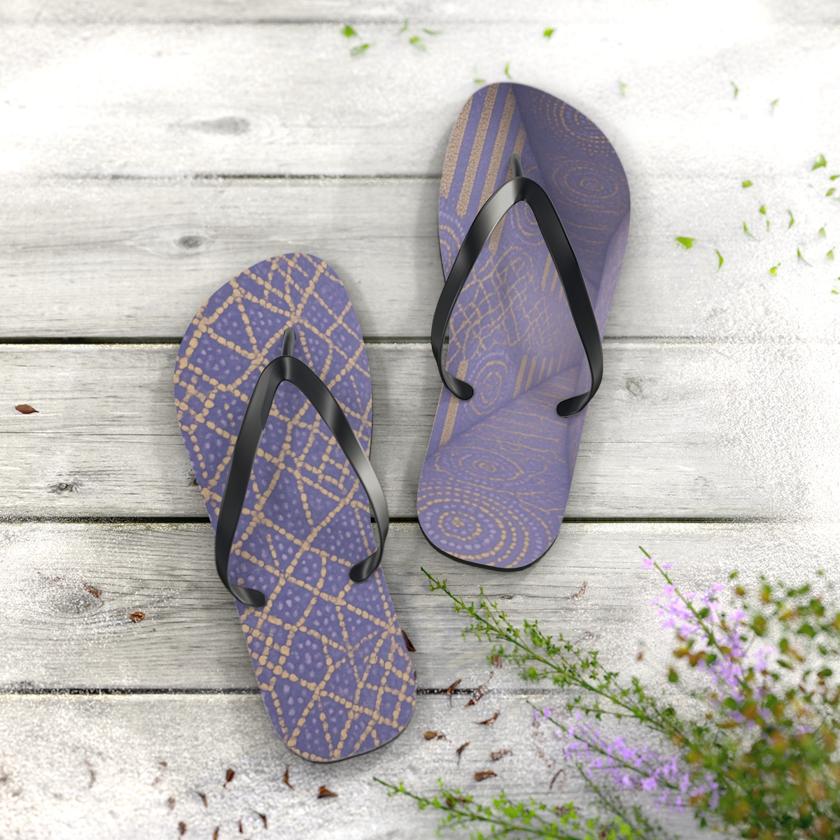 Lavender Lattice Breeze Flip Flops