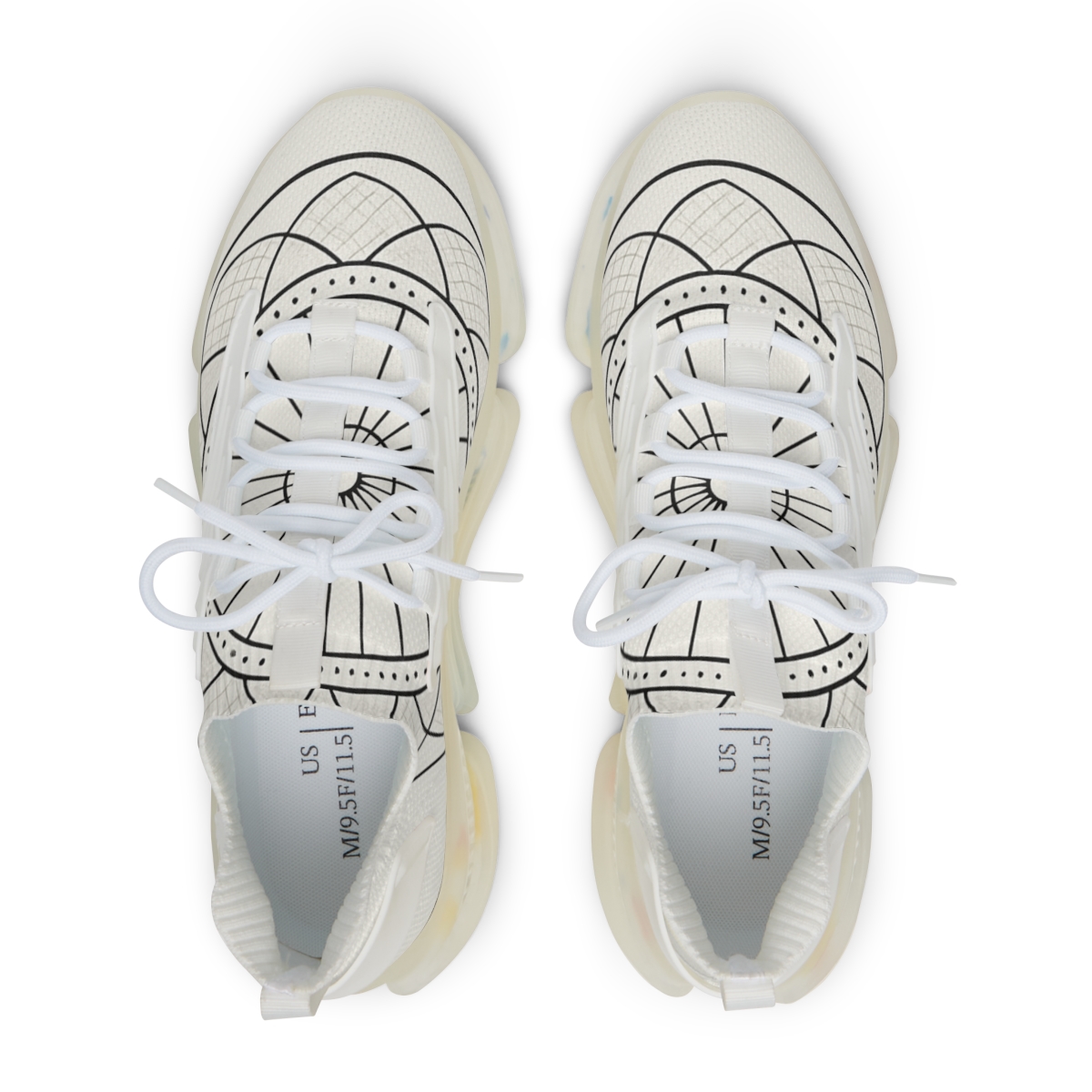 Monochrome Orbital Lattice Mandala stylish casual sneakers