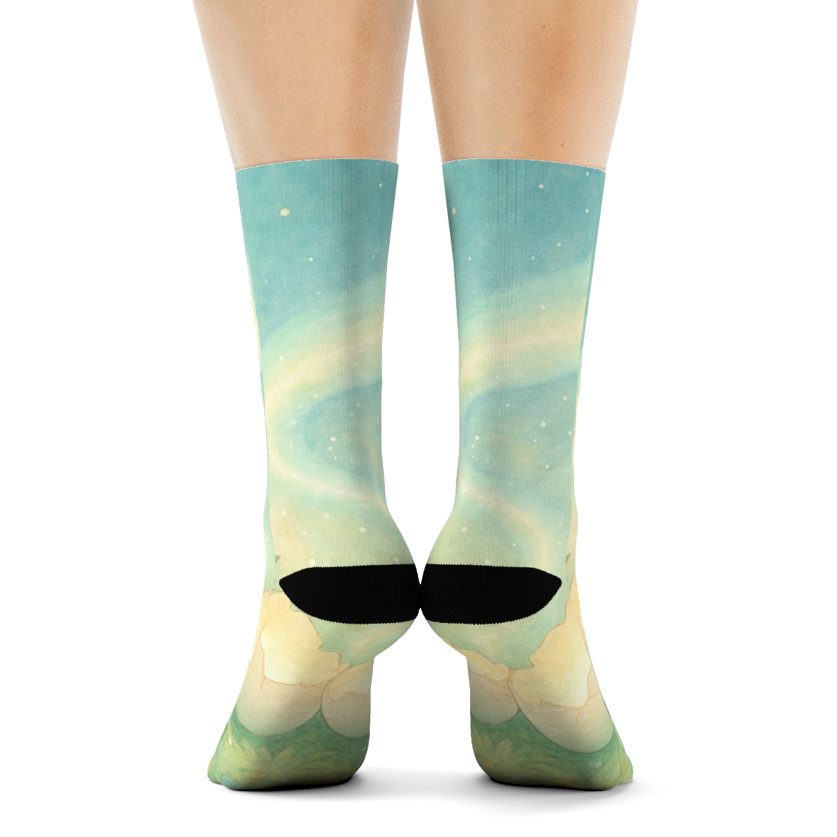 Spring Eggshell Aurora Garden designer logo socks