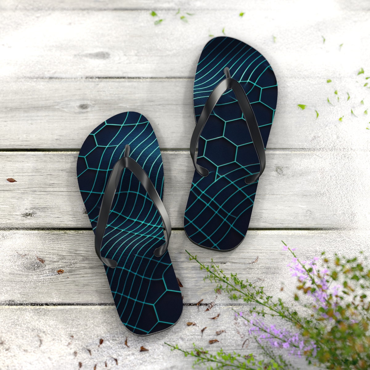 Moire Hex Weave Mirage custom flip flops