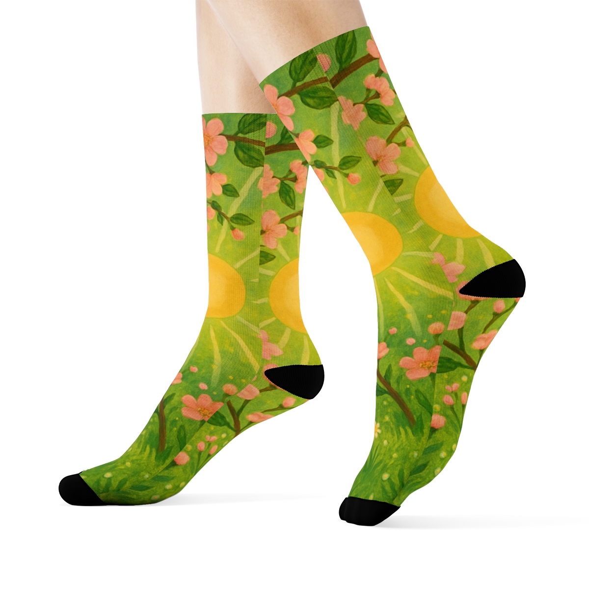 Solar Spring Equinox Garden unique printed socks