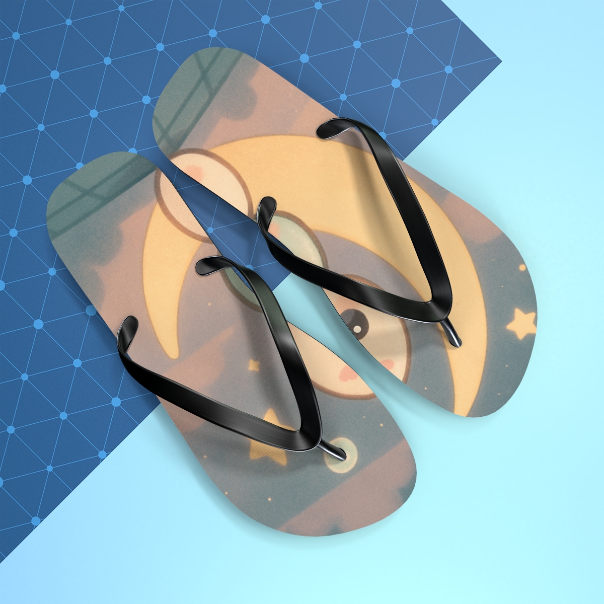 Mochi Moon Mates colorful rubber flip flops