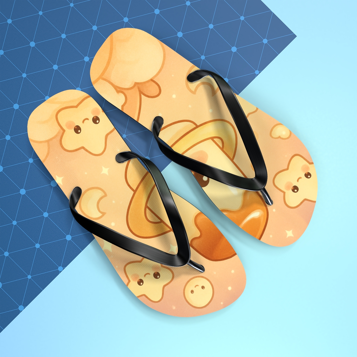 Pudding Planet Sleepover unique graphic flip flops