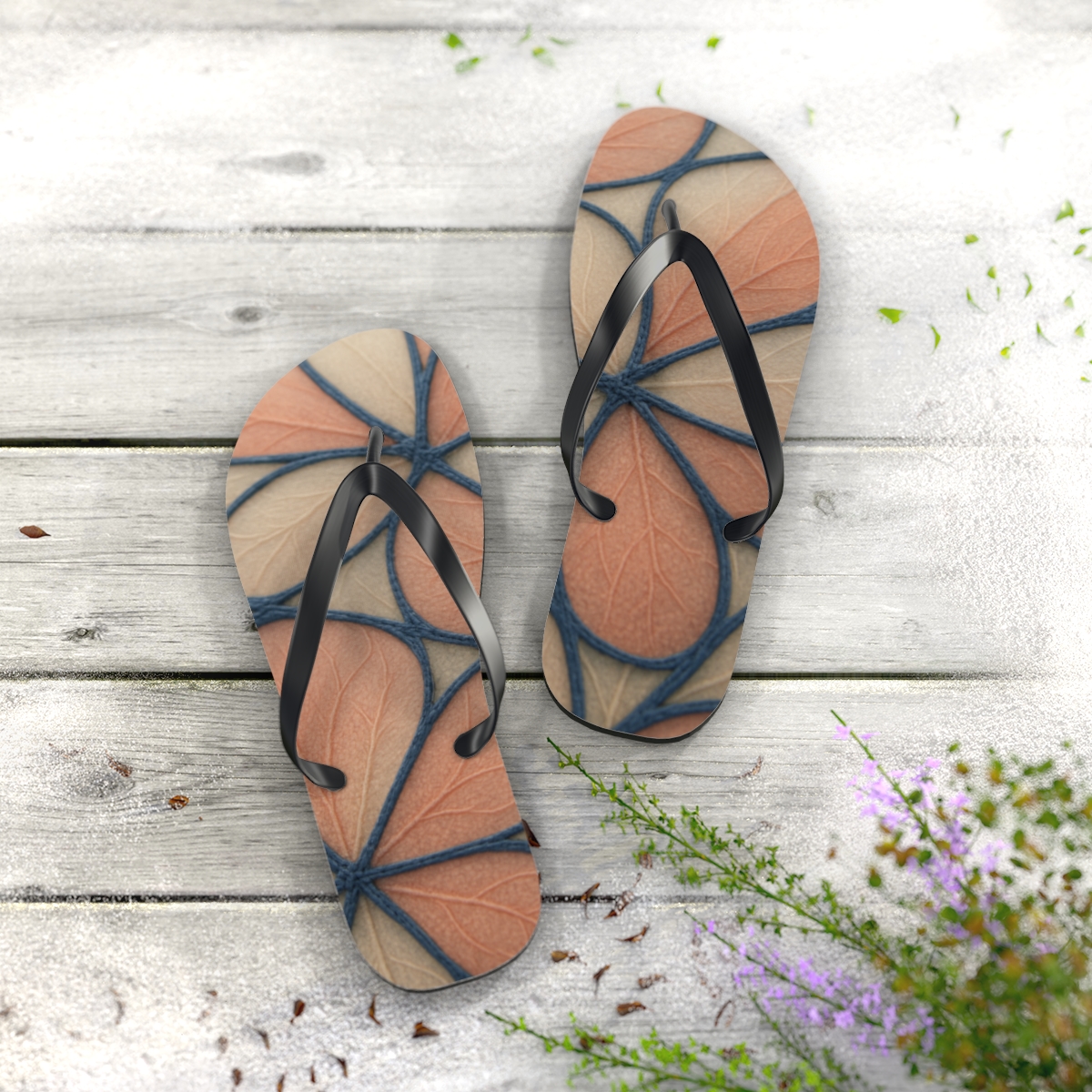 Petal Vein Lattice designer logo flip flops