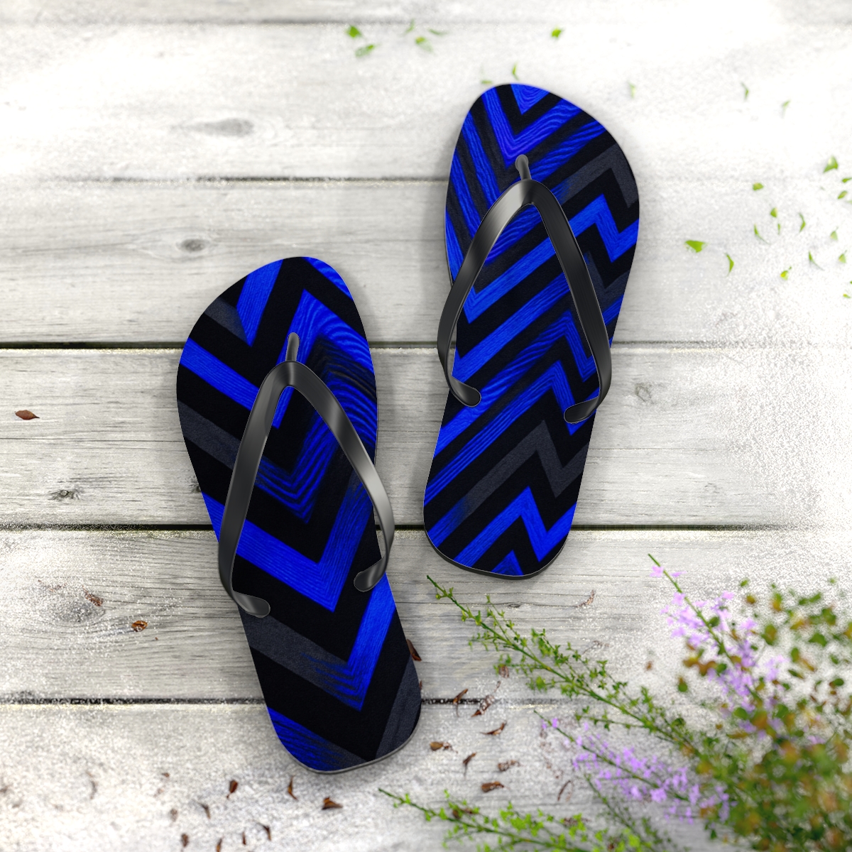 Chevron Moire Cascade colorful rubber flip flops