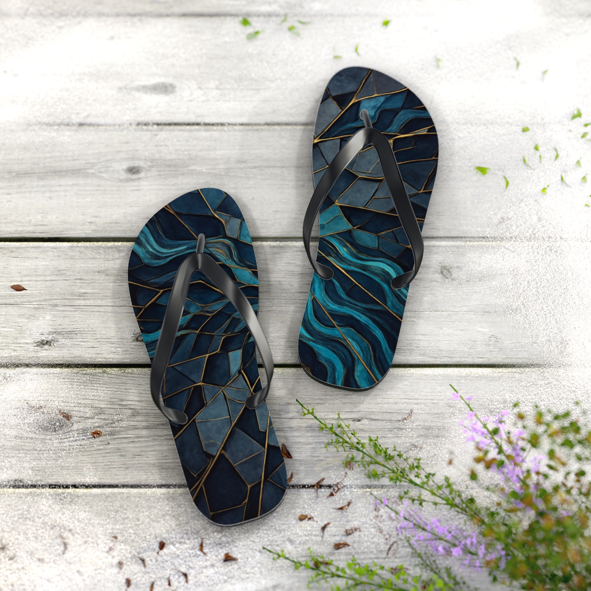 Ocean Currents Mosaic Flip Flops